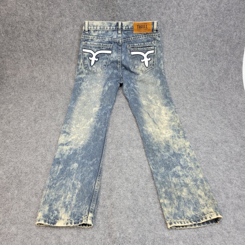 Thrill Jeans Womens 14 Blue Acid Wash Boho Streetwear Streetwear Punker Grunge - Picture 4 of 12